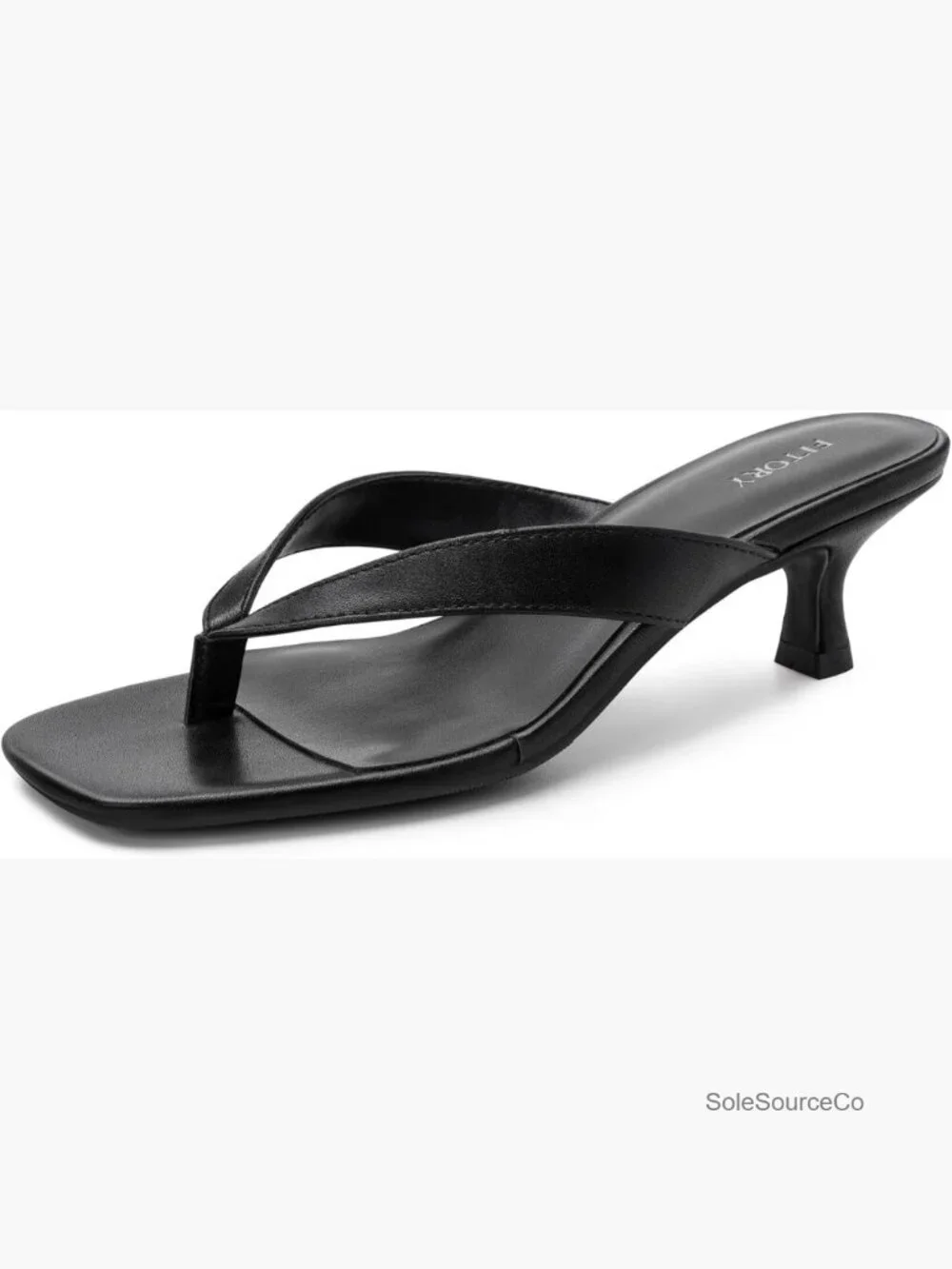 Women's Square Toe Kitten Heel Flip Flop Sandals